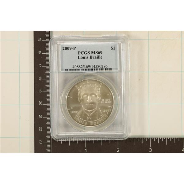 2009-P LOUIS BRAILLE US SILVER DOLLAR PCGS MS69