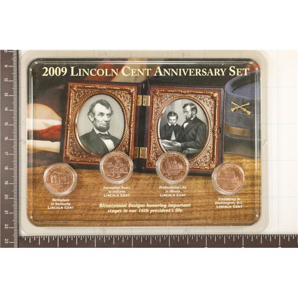 2009 LINCOLN CENT ANNIVERSARY SET: 4 BRILLIANT UNC