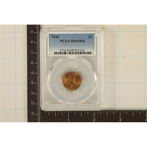 1945 LINCOLN WHEAT CENT PCGS MS65RD