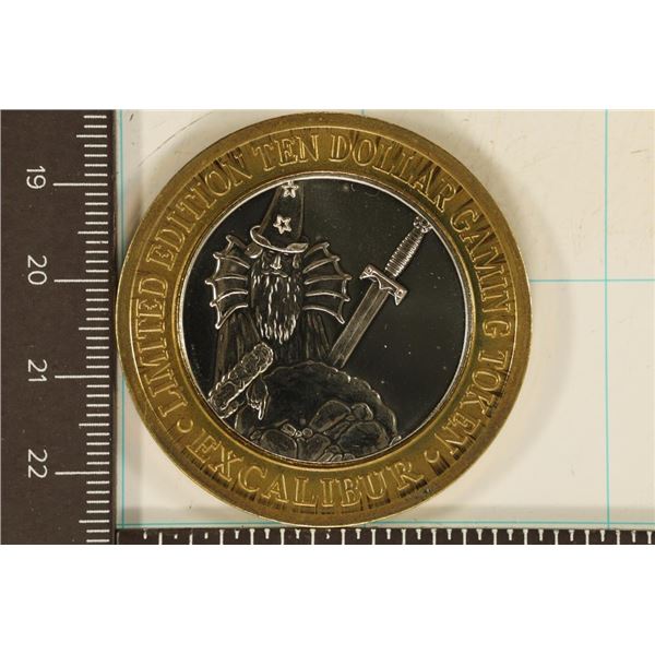 CASINO $10 SILVER TOKEN (UNC) EXCALIBUR WITH
