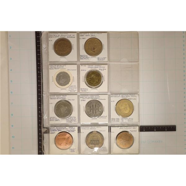 10 ASSORTED METAL 1 1/2'' SOUVENIR TOKENS: HOOVER