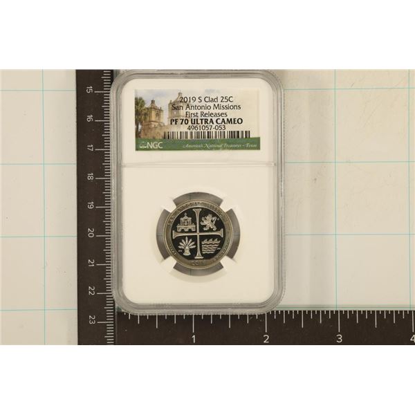 2019-S SAN ANTONIO MISSIONS QUARTER NGC PF70
