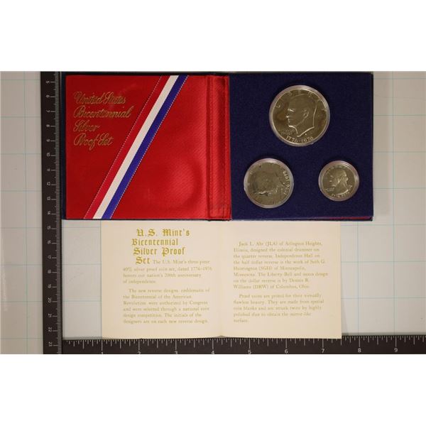 1976 US SILVER 3 COIN BICENTENNIAL PROOF SET