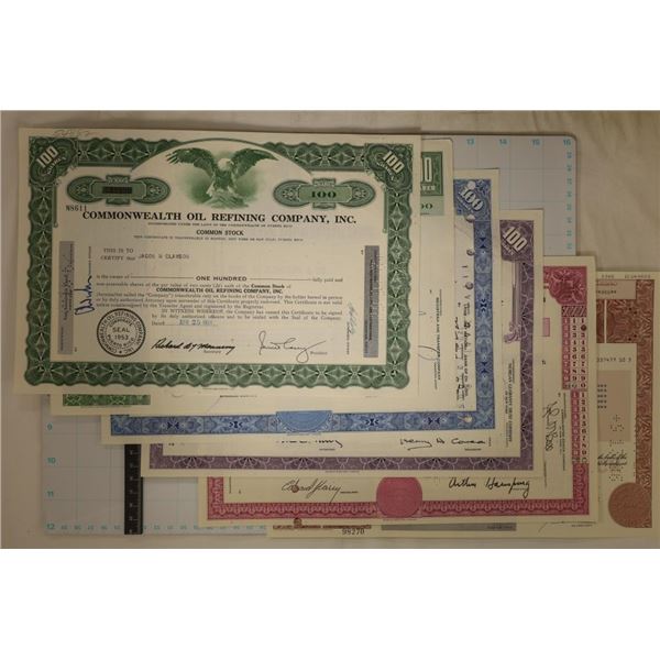 6 VINTAGE STOCK CERTIFICATES AS SHOWN