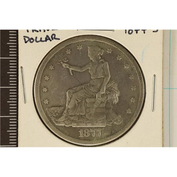 1877-S US SILVER TRADE DOLLAR AU WITH SCRATCHES