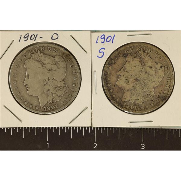1901-S & 1901-O MORGAN SILVER DOLLARS TONED