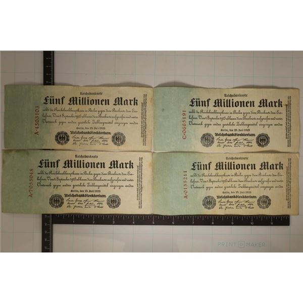 4-1923 GERMAN 5,000,000 MARK BILLS