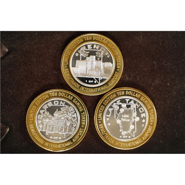 3-CASINO $10 SILVER TOKENS (PF LIKE) RENO TAHOE