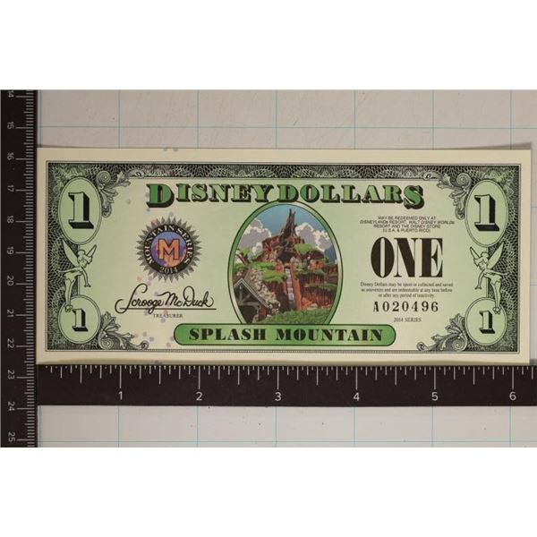 2014 ONE DISNEY DOLLAR CU "SPLASH MOUNTAIN"