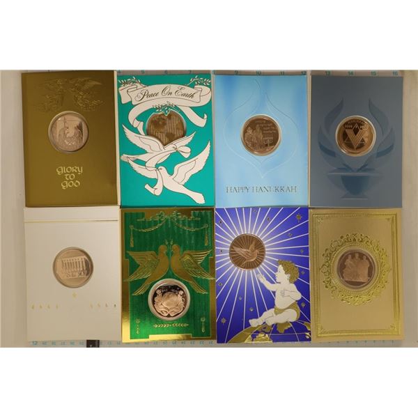 8 FRANKLIN MINT HOLIDAY CARDS WITH 1 1/2"