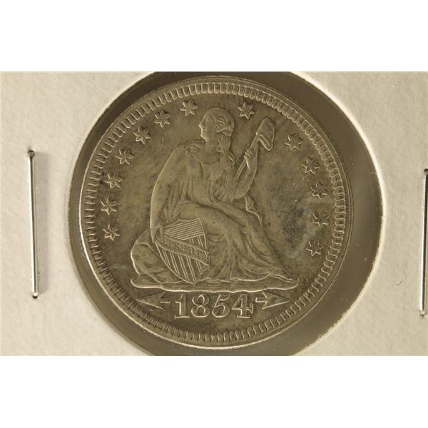 1854 SILVER SEATED LIBERTY QUARTER UNC
