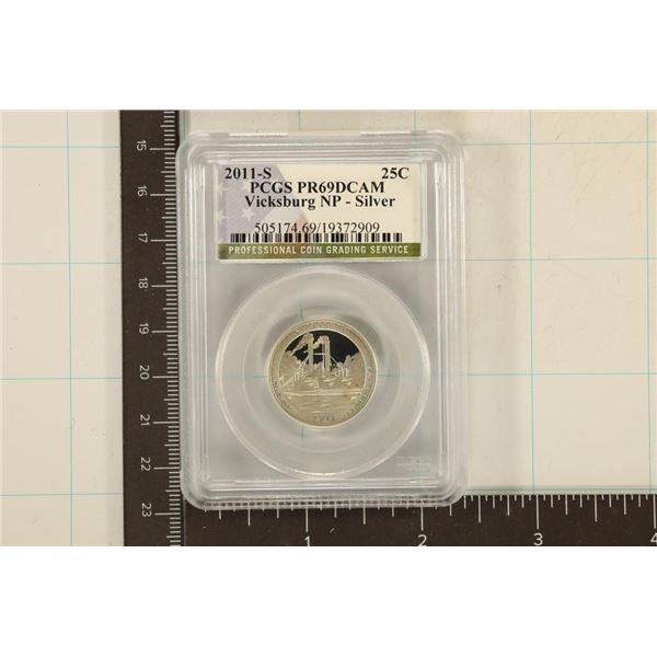 2011-S SILVER VICKSBURG N.P. QUARTER PCGS PR69