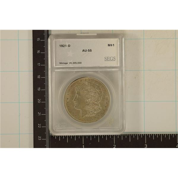 1921-D MORGAN SILVER DOLLAR AU-55