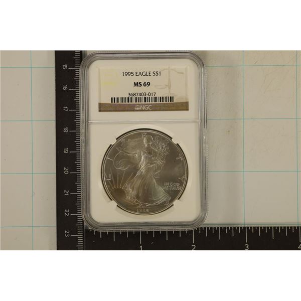 1995 AMERICAN SILVER EAGLE NGC MS69 1 OZ. SILVER