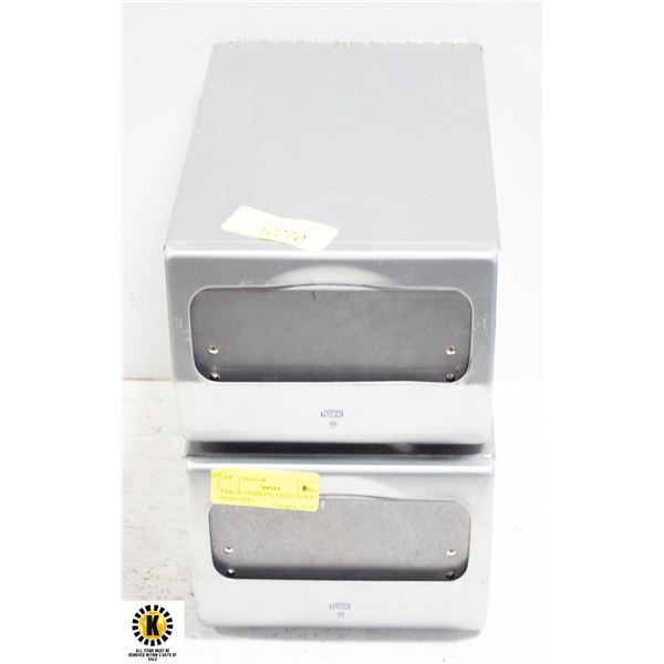 PAIR OF STAINLESS STEEL NAPKIN DISPENSERS