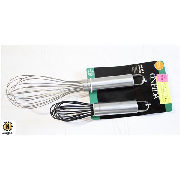 NEW 2 PC. ONEIDA BALLOON WHIP / WHISK SET 11" & 7"