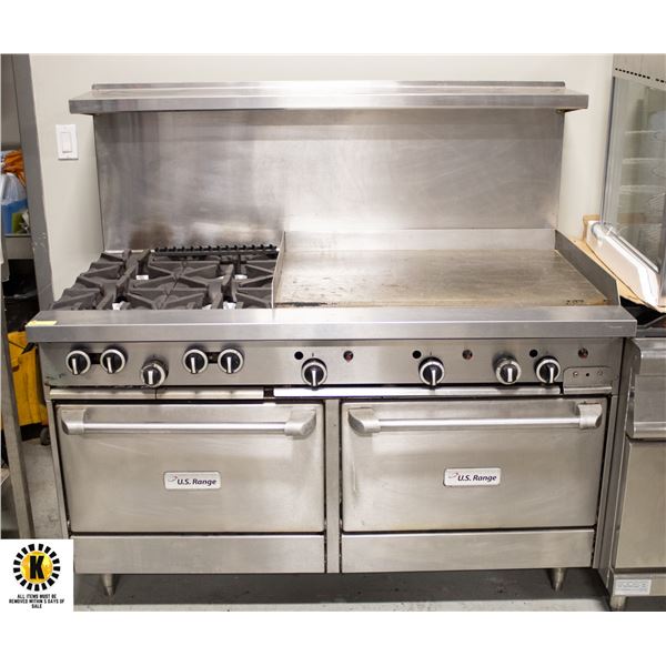 GARLAND US RANGE 5' DOUBLE OVEN W/ 4 OPEN BURNERS