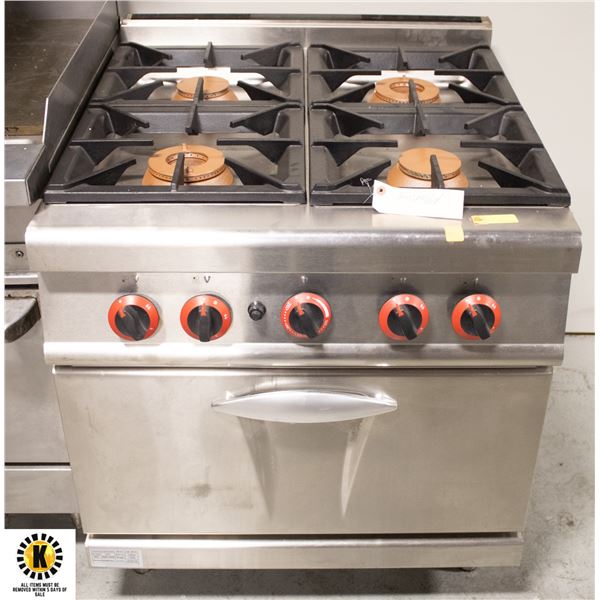 ST. STEEL 4 BURNER COMMERCIAL GAS (PROPANE) OVEN