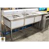 Image 2 : TRIPLE COMPARTMENT STAINLESS STEEL SINK W/ 24"
