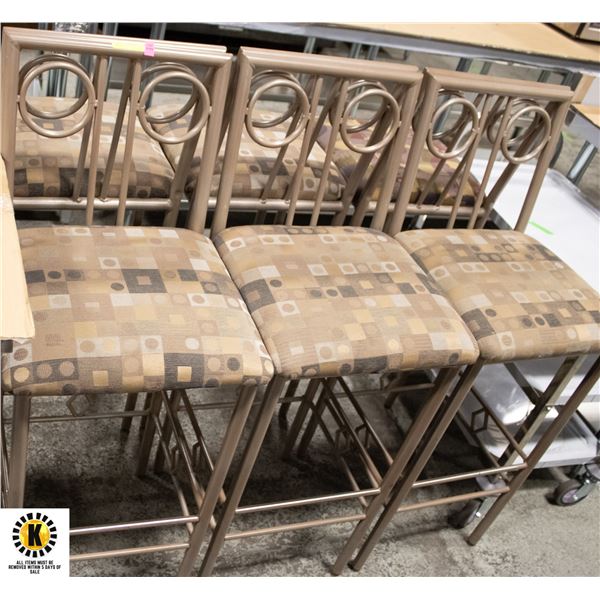 6 METAL FRAME UPHOLSTED BAR CHAIRS