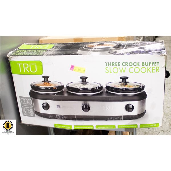TRU THREE CROCK BUFFET SLOW COOKER *USED*