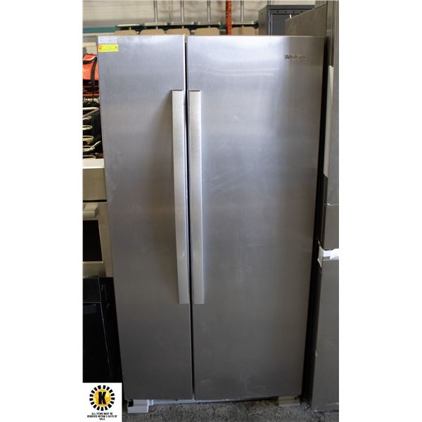 S&D WHIRLPOOL STAINLESS STEEL SIDE BY SIDE FRIDGE