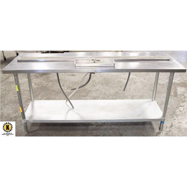 BAR WORK TABLE WITH SPRAYER AND UNDERSHELF