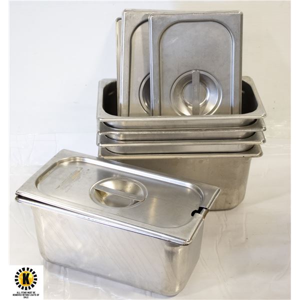 5   ONE THIRD CHAFING PANS W/LIDS