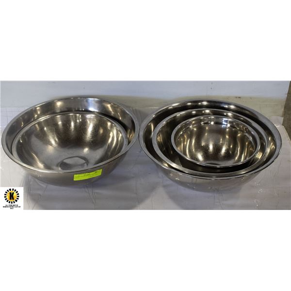 7 ASSORTED STAINLESS MIXING BOWLS