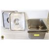 Image 1 : 3 HALF SIZED CHAFING PANS W/LIDS