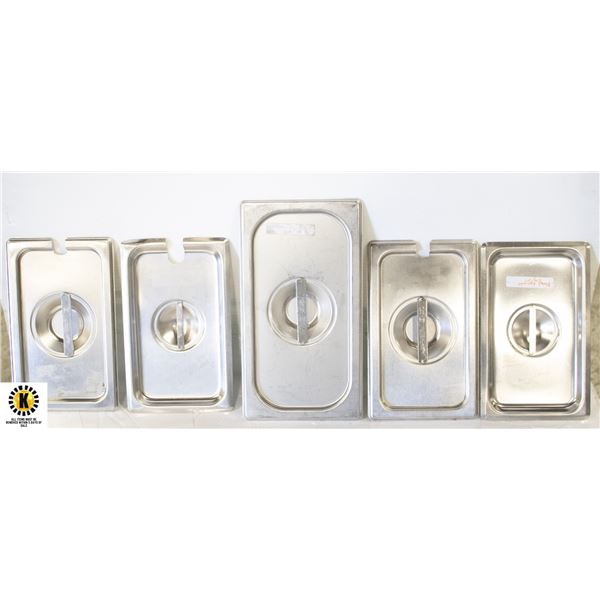 5 ASSORTED CHAFING PAN LIDS