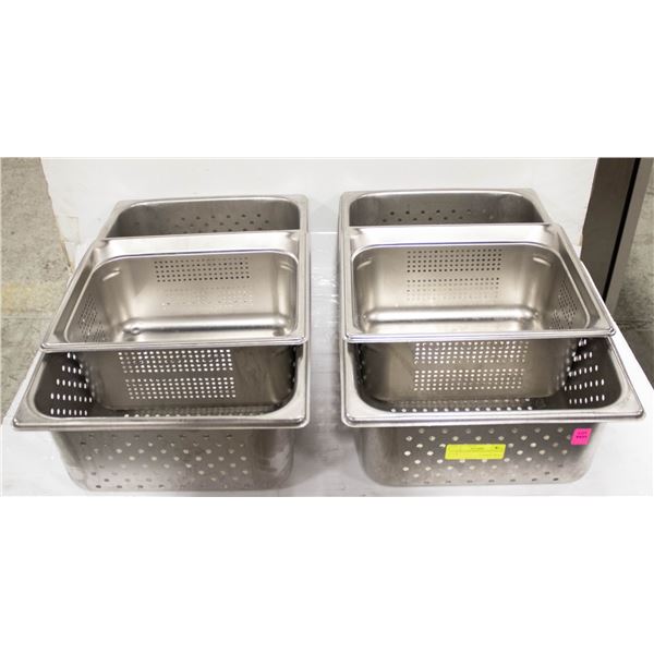 2 LARGE DEEP PERFORATED STEAM PANS