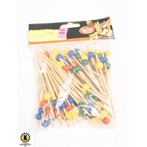 BAG OF 100 4-1/2" X 11.4CM BAMBOO BALL PICKS