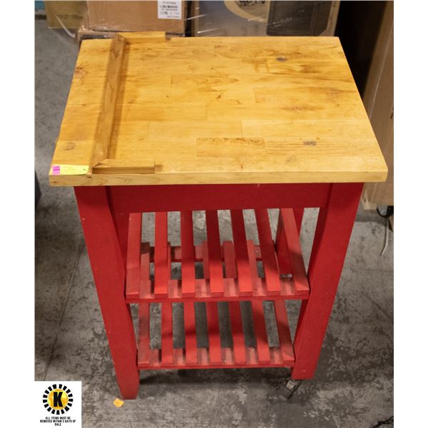 WOOK BAKERS CART W/ TWO WHEELS & UNDER SHELVES