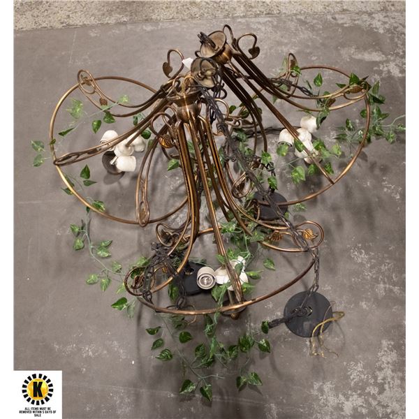 3 FAUX BRONZE CHANDOLIERS