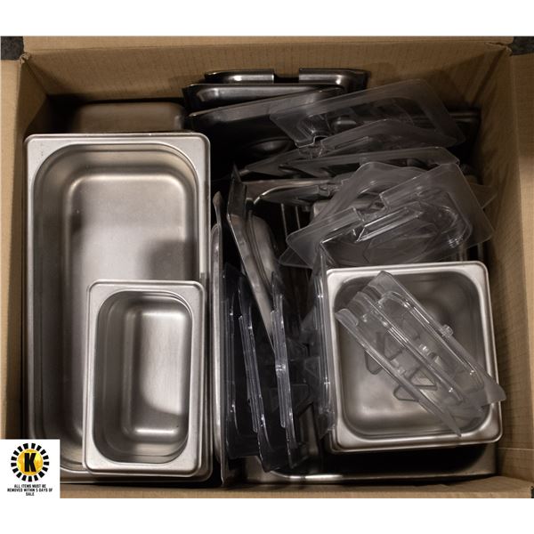 BOX OF ASSORTED S/S AND PLASTIC INSERTS AND MISC