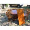 Image 1 : Pine Pedestal Table 29 1/2'' H x 44'' Across with 18'' Leaf & 5 Chairs 