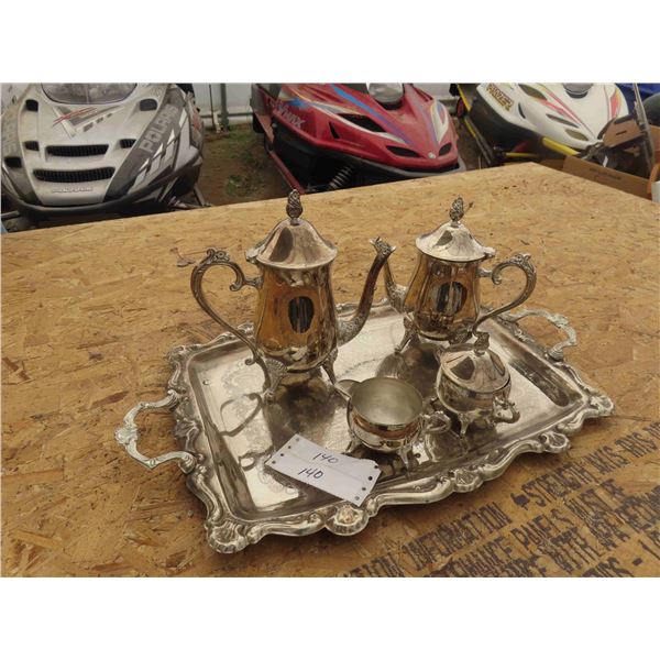 Silver Plated Tea Service : Tray , Tea , Coffee Pots , Cream & Covered
