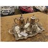 Image 1 : Silver Plated Tea Service : Tray , Tea , Coffee Pots , Cream & Covered