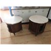 Image 1 : 2 End Tables with Marble Tops 23'' H x 25'' W 