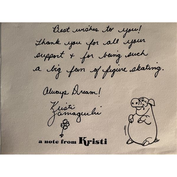 Kristi Yamaguchi handwritten/ signed letter