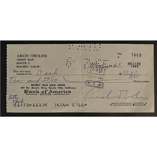 Arch Oboler signed check
