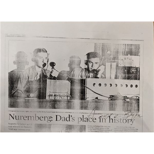 Reporter Hal Bergen Signed Page