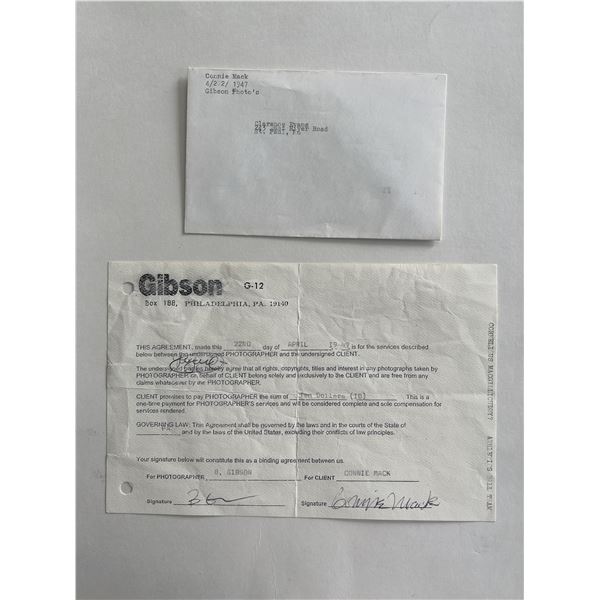 Connie Mack signed 1947 Gibson photography contract