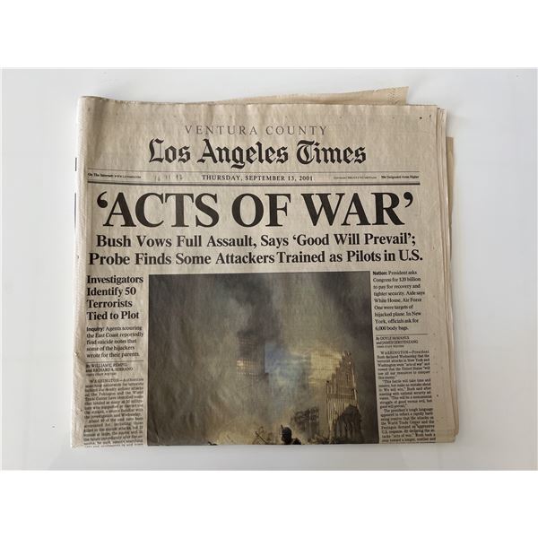 LA Times September 13th 2001- ACT of War