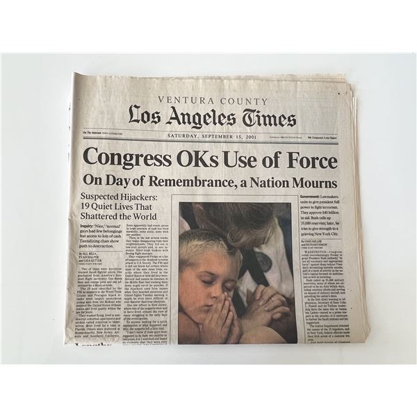 LA Times 9/15/01- Congress use of Force