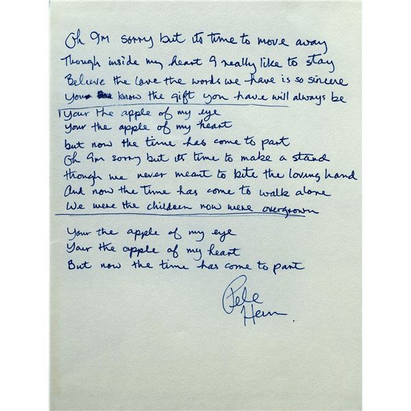 Badfingers Pete Ham written and signed lyrics