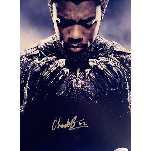 Black Panther Chadwick Boseman signed movie photo