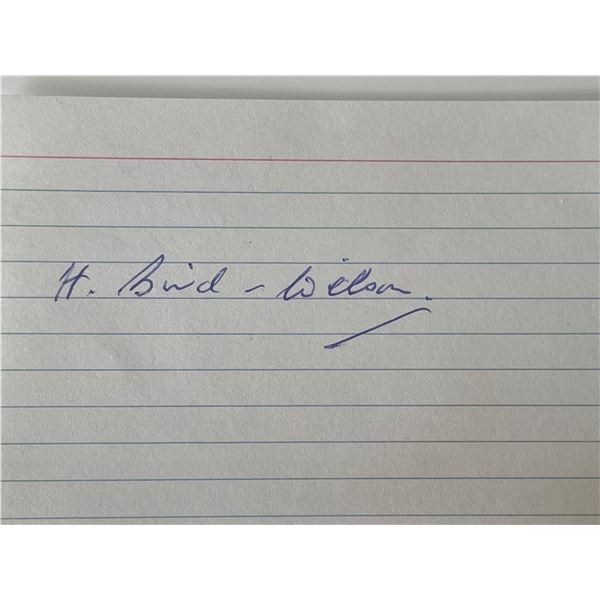 WW2 flying ace H. Bird-Wilson autograph note