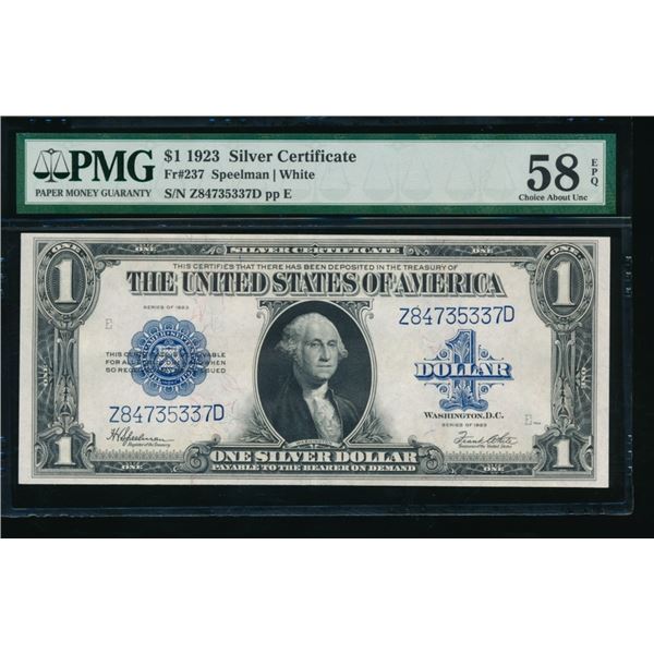 1923 $1 Silver Certificate PMG 58EPQ